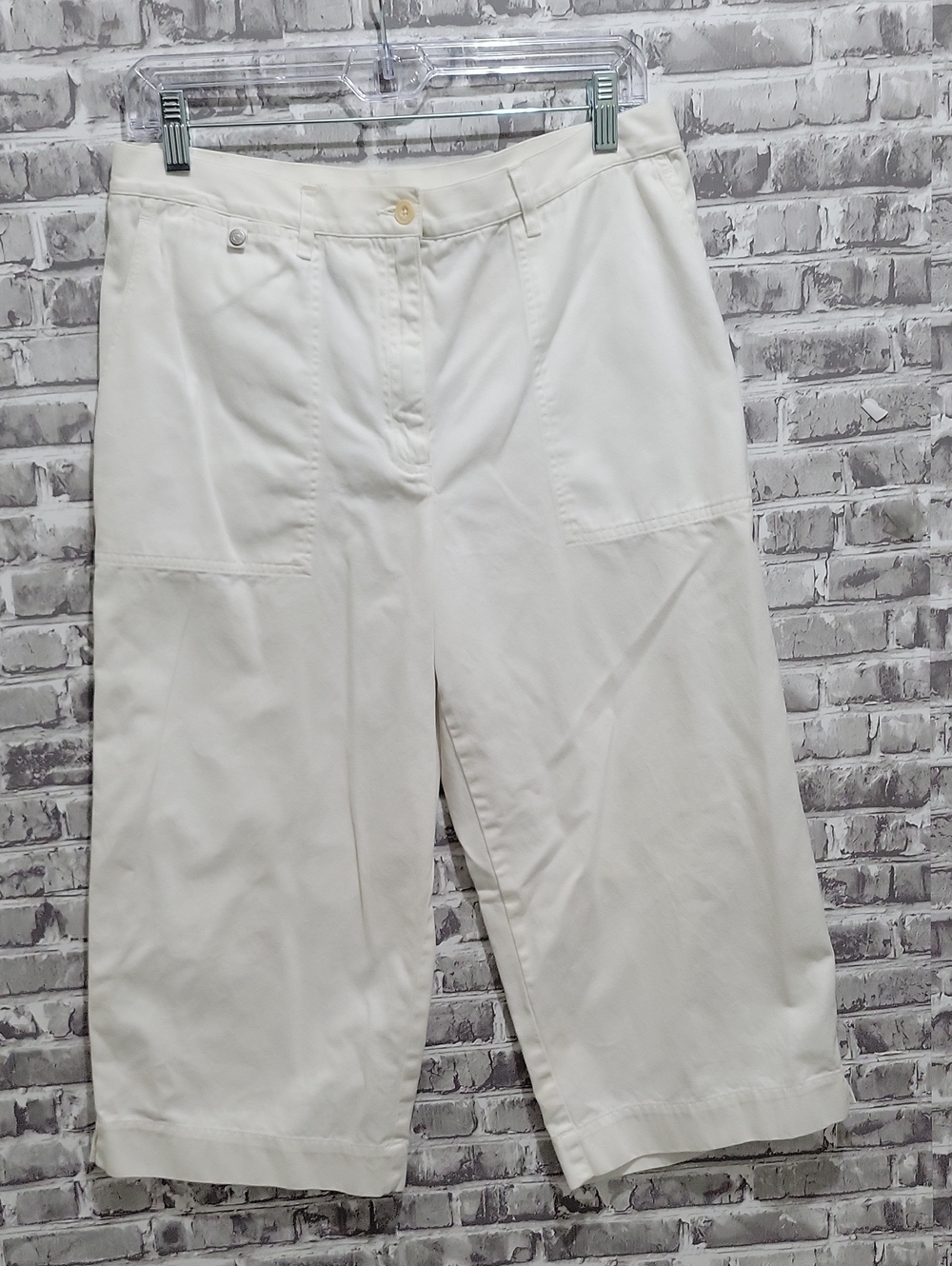Ralph Lauren White Cropped Wide-Leg Pants Womens Sz 12p, Coastal Grandma, Beachy